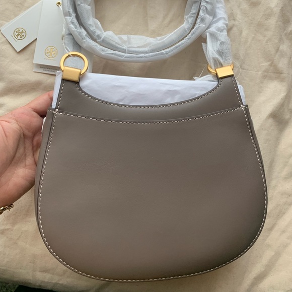 Tory Burch Lee Radziwill Suede Frame Small Saddlebag - Picture 2 of 5